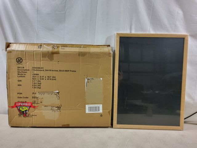 Lot 7-134274 - 24" X 18" Birch MDF Frame chalkboard. Can be hung horizontally or vertically.