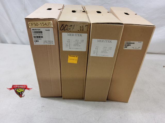 Lot 7-130791 - New! (3) Spools of 4,000 Meritek resistors (CF50-510JTR, CF50-154JTR &amp; CF50-511JTR) &amp; (1)  S...