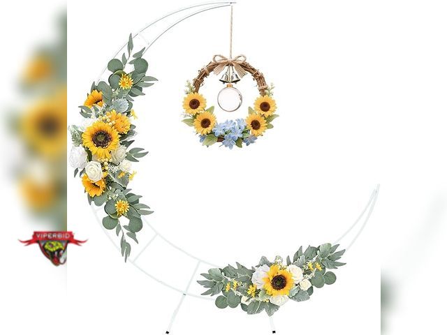 Lot 7-123309 - 7.2 Ft. White cresecent moon shape backdrop stand.