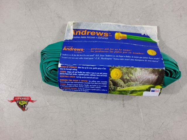 Lot 7-135697 - Andrews sprinkler &amp; soaker hose. 30 ft. Untested.
