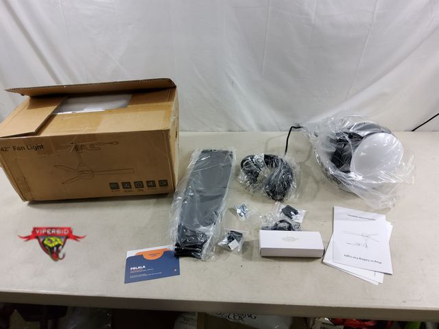 Lot 7-133650 - Pblala 42" Outdoor Plug In Ceiling Fan with Light and Remote. Untested.