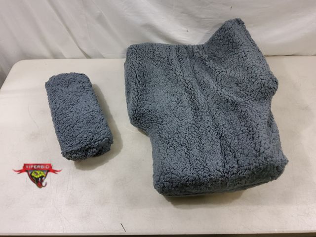 Lot 7-130328 - Back support memory foam cushion and headrest. Both have removable covers. Backrest is 20" X 23" X 3...