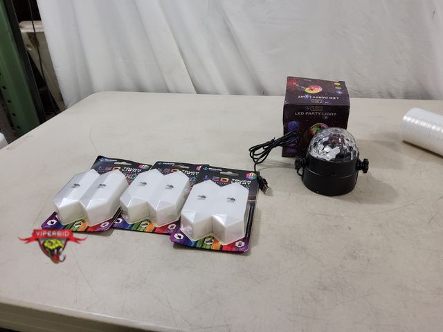 Lot 7-134731 - (3) Packs of 2 Led battery operated touch lights with adhesive backing and a Small led party light (...