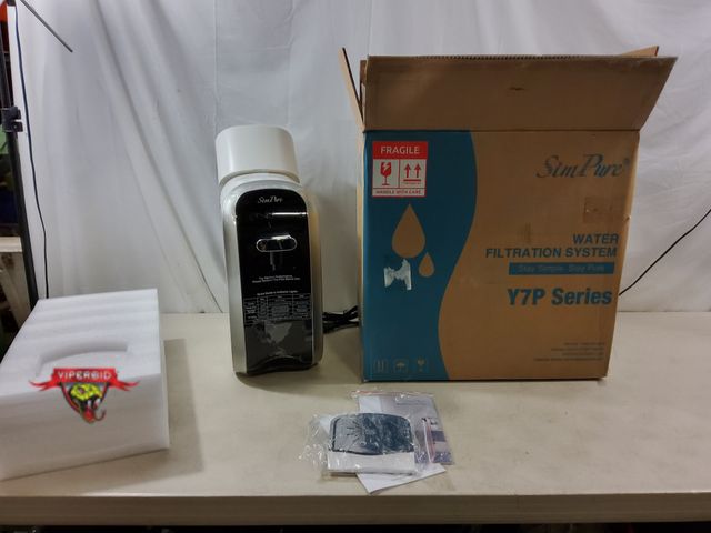 Lot 7-135026 - Retail value $249! SimPure Y7P-BW Countertop water filtration system with filters. 1.3 Gallon feed w...