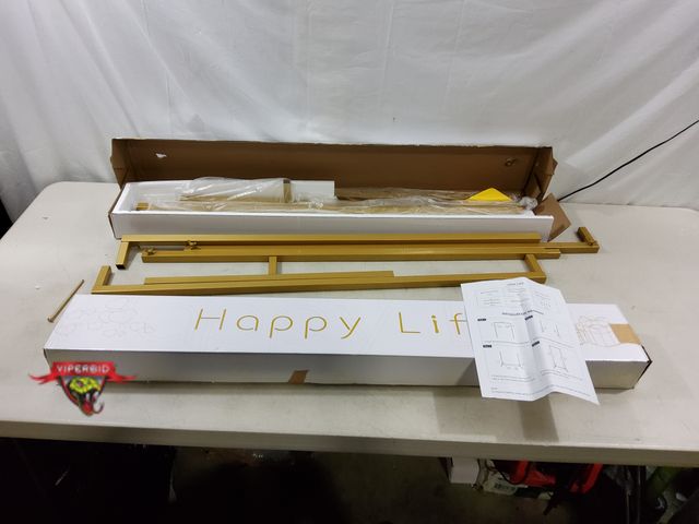 Lot 7-131315 - (2) Metal gold finish rectangular arch stands. Approx. 3.3 ft. W X 6.6 ft. H.