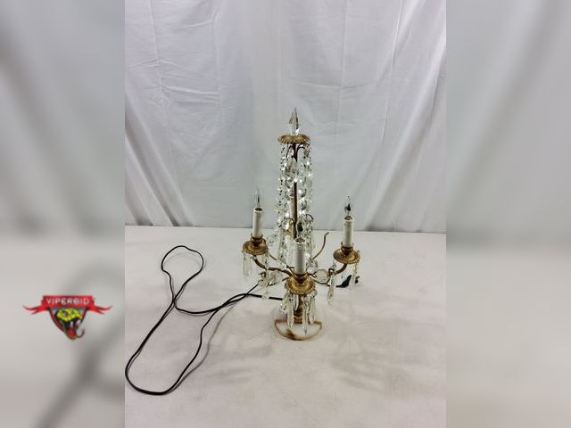 Lot 7-123728 - Vintage! Table lamp with "flame" bulbs. Works. 21-1/2"H.
