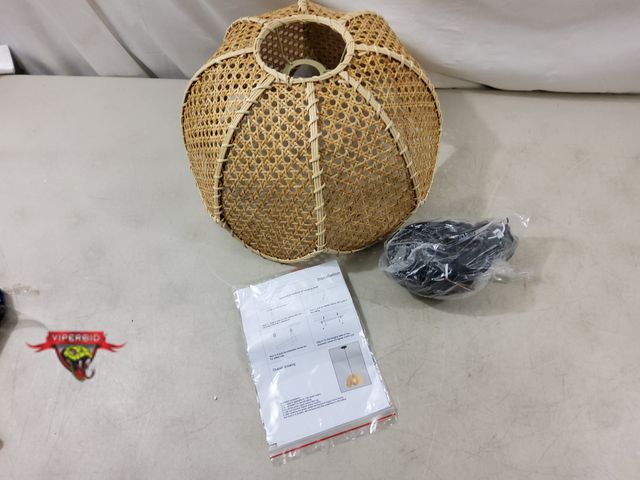 Lot 7-130223 - 15" Wicker type Pendant light.