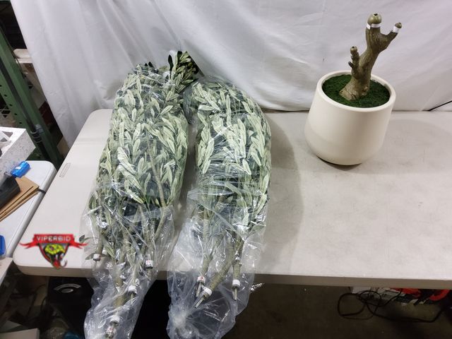 Lot 7-130291 - Potted mulitple branch 7 ft. Artificial olive tree.