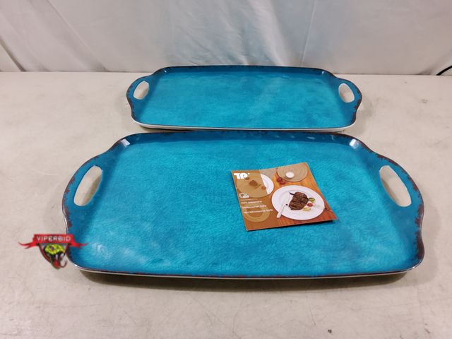 Lot 7-133131 - Set of 2 - 100% Melamine serving trays. Dishwasher safe / Not Microwave safe. 19-1/4" X 12-1/8".