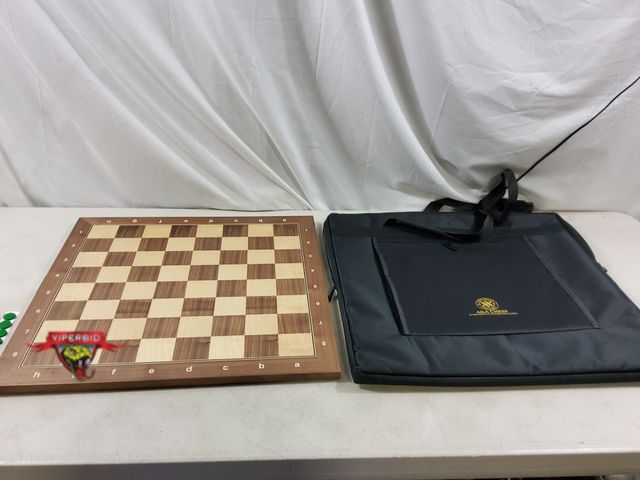 Lot 7-132811 - Retail value $84! A&amp;A 21.25" Professional Wooden Tournament Chess Board/Mahogany &amp; Maple Inl...