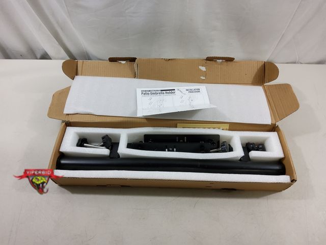 Lot 7-130968 - Heavy-Duty Stainless Steel Patio umbrella holder for deck railing.