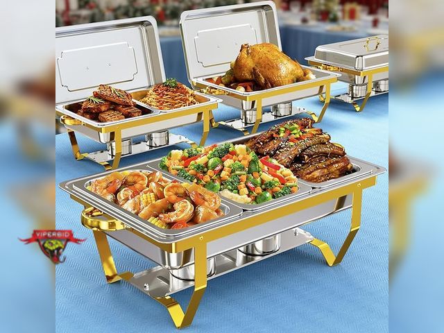 Lot 7-133873 - 4-Pack Assorted Chafing Dishes for Buffet - 9.5QT
