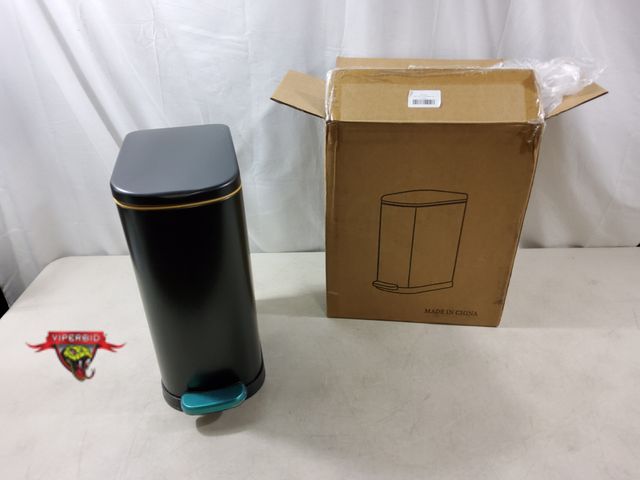 Lot 7-134802 - Kdbk 1.6 gal. Metal Step wastebasket with soft close lid. NOTE: Lid a tad bent - not fully closed on...