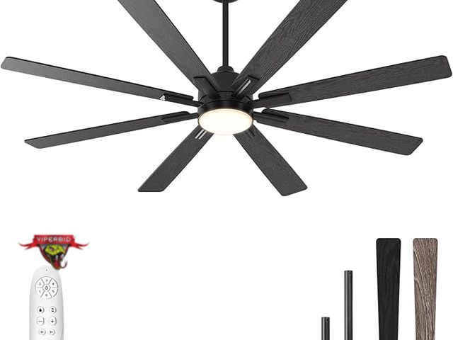 Lot 7-131108 - Warmiplanet 62" Ceiling Fan with Light and Remote Control.  8-Reversible blades.