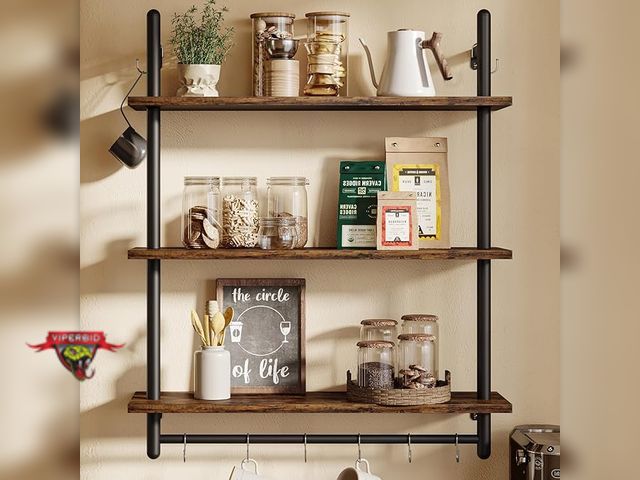 Lot 7-130796 - Retail value $89! Bestier 3 Tier Industrial Pipe Shelving. 9.37"D x 31.5"W x 37.8"H