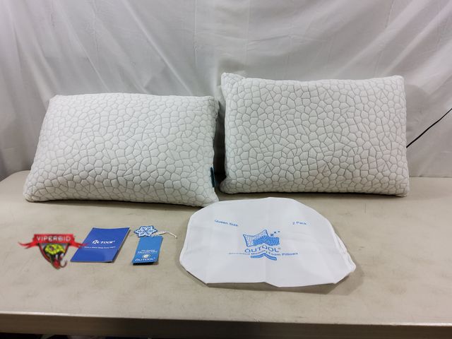 Lot 7-131821 - (2) Qutool queen size Cool Pillows for Hot Sleepers / Adjustable Soft Pillow for Side, Back, Stomach...