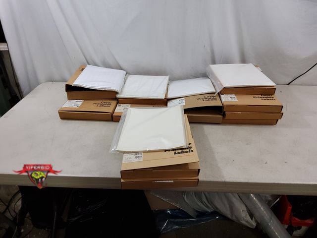Lot 7-134855 - New! (4) Boxes of 5,000 - Brady laser printable labels (LAT-15-361-5), (2) Boxes of 25 Sheets - Brad...