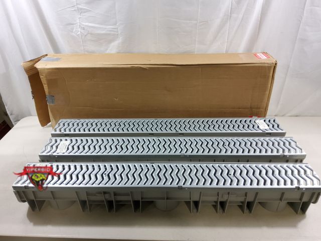 Lot 7-123724 - 3-Pack Source 1 Drainage Trench &amp; Driveway Channel Drain with Galvanized Steel Grate. NOTE: Miss...