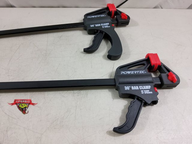 Lot 7-132598 - (2) Powertec 36" bar clamps with spreader.