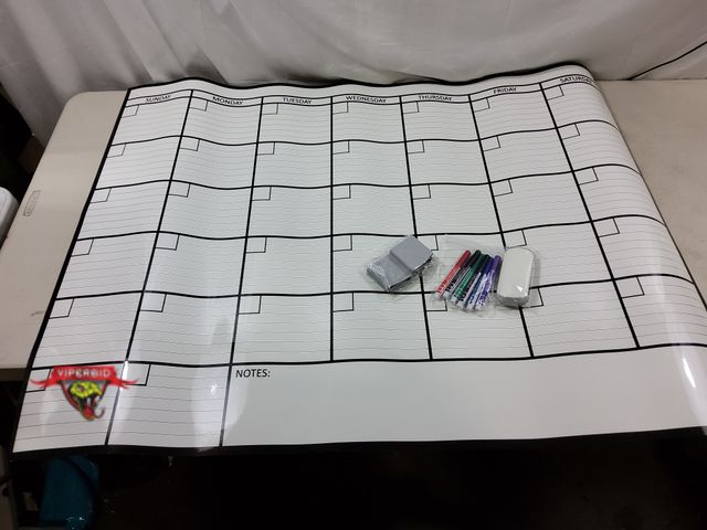 Lot 7-131294 - OfficeAid 36"H X 48" Laminaed dry erase blank calendar with accessories.