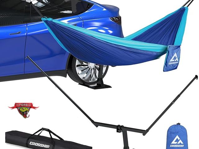 Lot 7-130489 - Retail value $119! Crosship Tire Mount Hammock Stand - Fits Universal Vehicle Tire - Includes Parach...