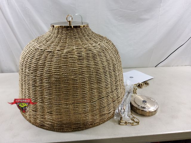 Lot 7-131416 - Retail value $260! Threshold Large Seagrass Pendant Table Lamp with jute drum shade. Shade Dimension...