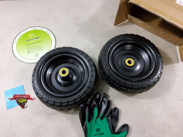 Lot 7-134277 - New! (2) Parts Camp flat free tires. 10 X 3" nhs