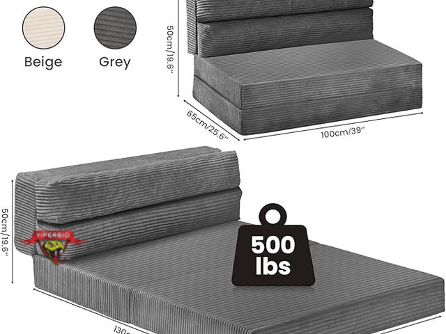 Lot 7-123526 - New! Juikury twin size Folding Sofa Bed, Convertible Sleeper Chair with Pilow Foldable Matress. Grey...