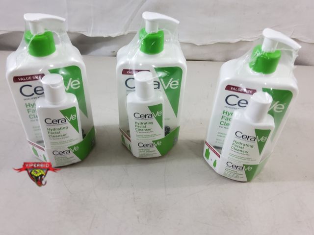 Lot 7-130108 - New! (3) Sets - CeraVe hydrating facial cleansers. Each set includes a 16 fl. oz bottle and a 3 fl. ...