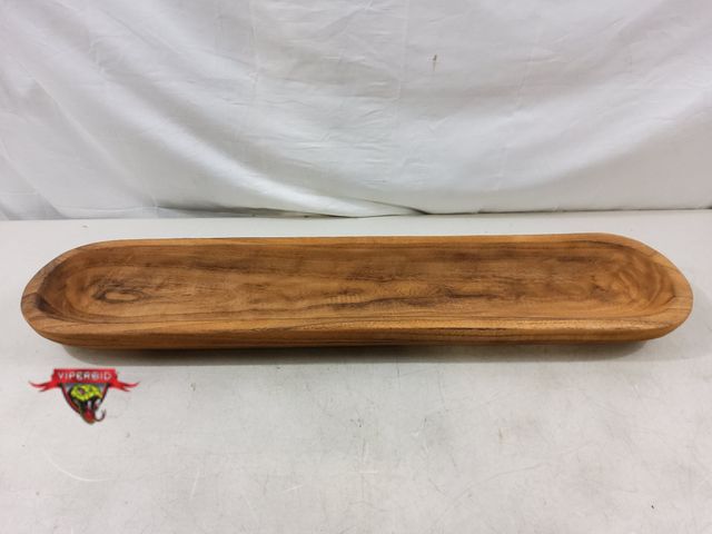 Lot 7-130733 - Wooden decorative dough bowl tray centerpiece.  30"L X 6-1/4" X 2-1/4"H.