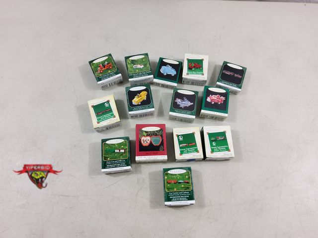 Lot 7-123376 - (14) Assorted Hallmark miniature Christmas tree ornaments.