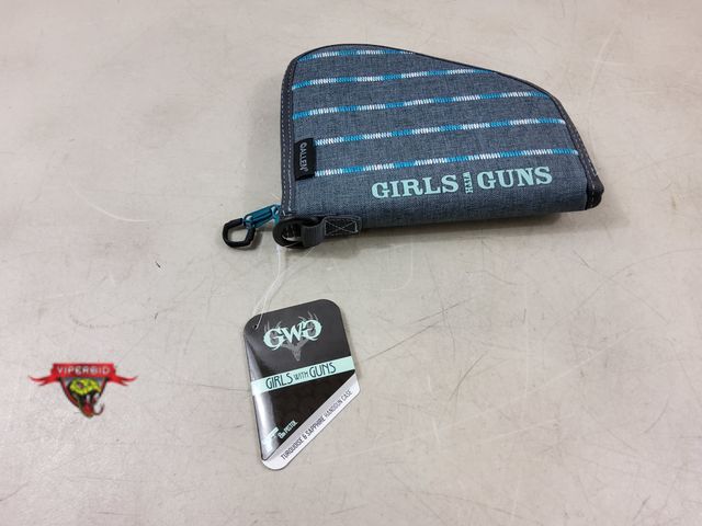 Lot 7-131496 - New! Girls with Guns 8" Pistol Case, 8.63" x 6.75". Turquoise &amp; Sapphire.