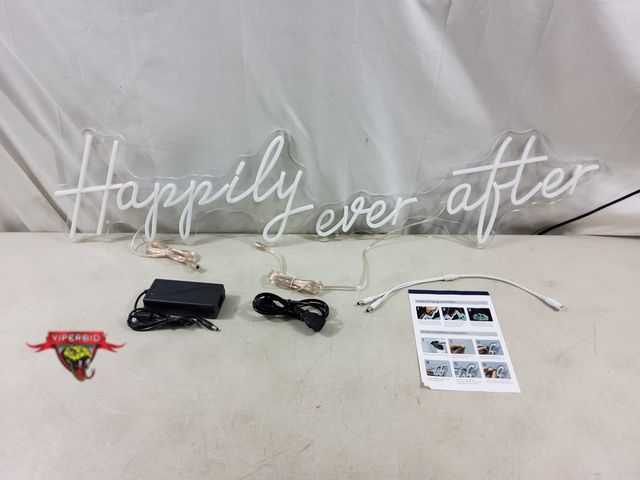 Lot 7-134175 - Happily Ever After led sign. Happily 20-1/2"L / Ever After 22-1/4"L.  Tested.