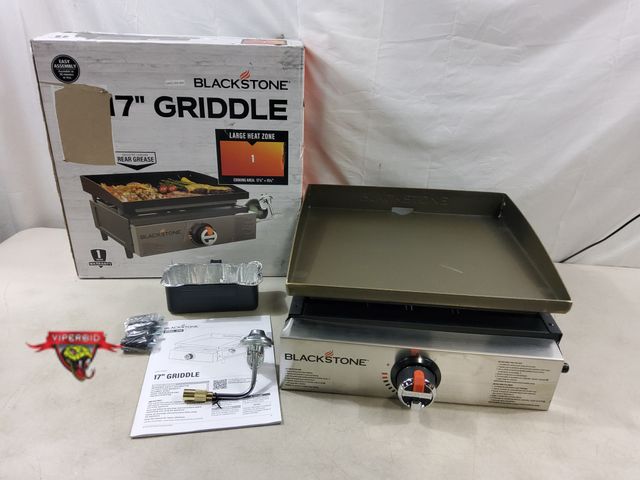Lot 7-131608 - Blackstone 17" Griddle Model 2142. NOTE: Missing screw and slight damage to front (see pics).  Appro...
