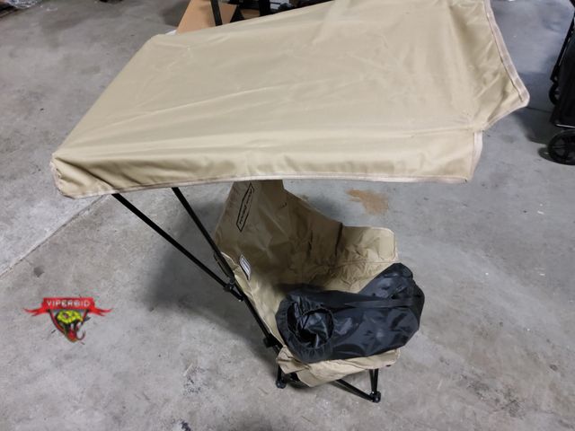 Lot 7-133314 - Young wood folding camping chair with canopy.