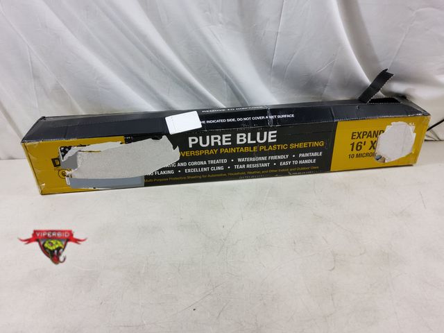 Lot 7-132782 - New! Dura Gold Pure Blue premium overspray paintable plastic sheeting. Expands to 16 ft. X 350 ft. 1...