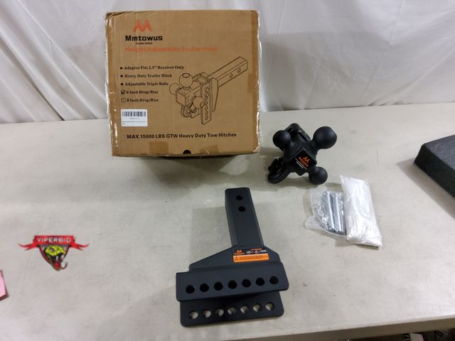 Lot 7-133459 - Mmtowus Adjustable Trailer Hitch -Drop Hitch Fit 2.5" Receiver-6" Drop/Rise Tri Ball Mount with Hook...