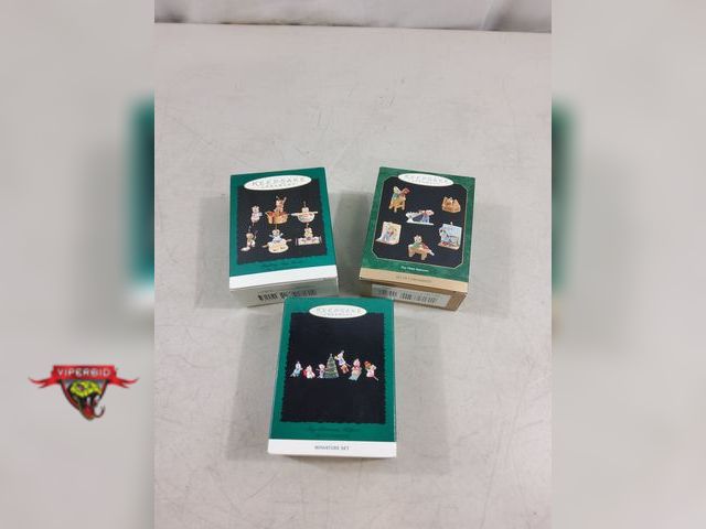 Lot 7-123456 - (3) Boxes of 6 - Hallmark Keepsake miniature ornaments. Includes Tiny Christmas helpers, Tiny Home I...