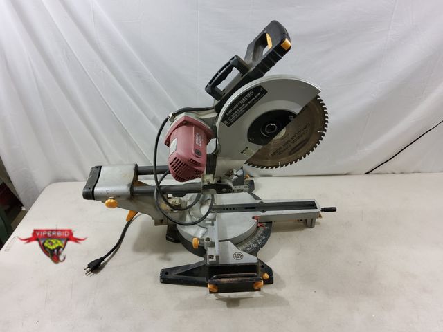 Lot 7-132799 - Chicago Electric 12" Double bevel sliding compound miter saw with laser guide. Missing guard and jac...