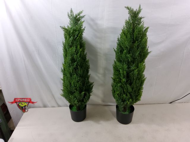 Lot 7-130822 - (2) Potted Artificial topiary trees. 36"H.