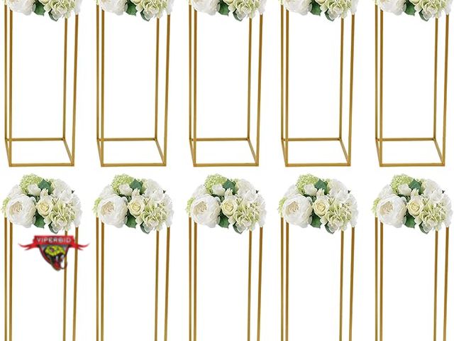 Lot 7-130065 - 10-Piece Gold metal flower stands. No flowers included.