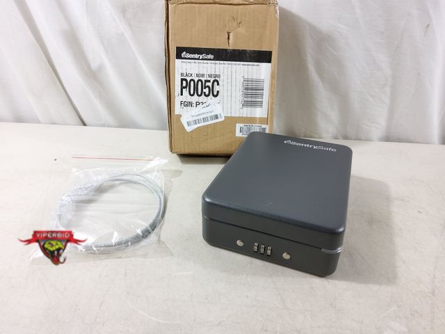 Lot 7-135723 - SentrySafe Small Safe, Black Lock Box with Combination. 2.6 in. H x 5.9 in. W x 8.0 in. D. #P005C