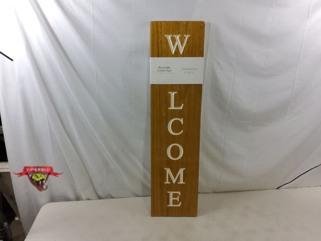 Lot 7-131753 - Imperfect (see pics)  Hello / Welcome Reversible Leaner sign. 40" X 10".