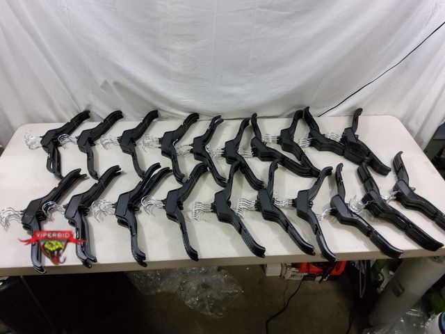 Lot 7-130908 - New! (100) Plastic hangers with notched shoulders and metal hook.