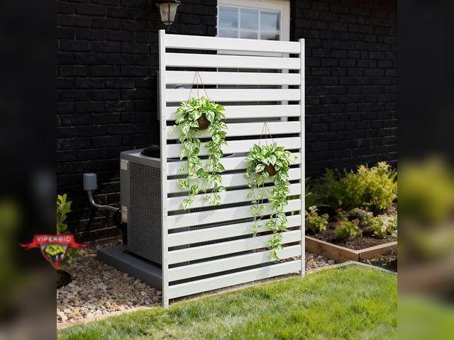 Lot 7-133886 - 40"W X 70"H 1-Panel Metal air conditioner fence / privacy panel / trash can fence. Note: Few dents o...