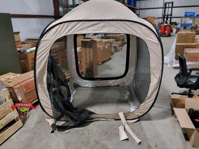 Lot 7-130388 - 6 ft. X 6 ft. X 7 ft. H Pop up Screened Canopy tent with stakes.