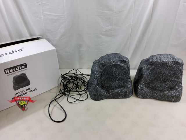 Lot 7-123705 - Pair of Herdio 8" Outdoor Rock Bluetooth Speakers Wired IPX7 Waterproof 600 Watt. Model HE-RS8GBT Pl...
