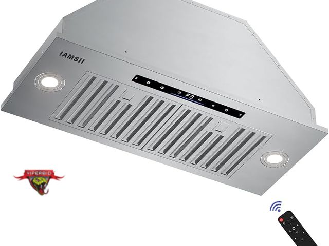 Lot 7-135061 - Retail value $299! Lamsii 30" Range Hood Insert. 900 CFM, Gesture, Remote Control and Touch Control....