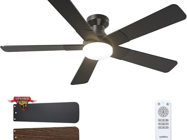 Lot 7-134336 - Addlon 52" 5-Blade ceiling fan with light and remote.