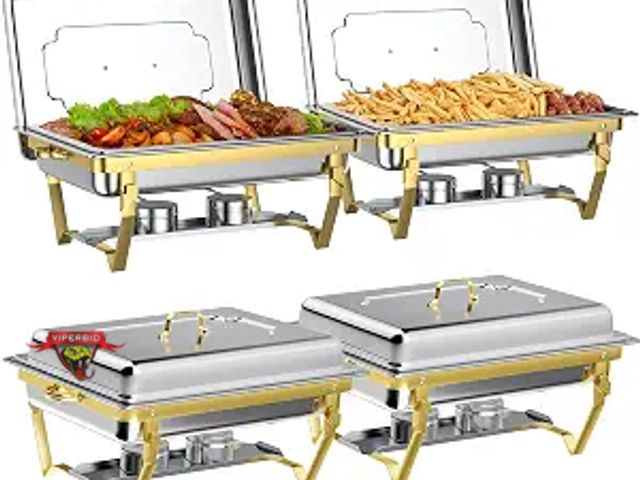 Lot 7-134003 - Set of 4 - GGIU Chafing dish buffet set. 24.4"L x 13.8"W x 11.8"H Each.